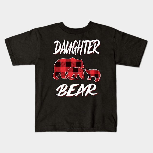 Daughter Bear Red Plaid Christmas Pajama Matching Family Gift Kids T-Shirt by intelus